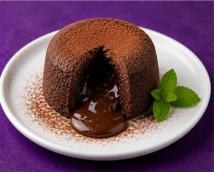 Chocolate lava cake with a molten chocolate center