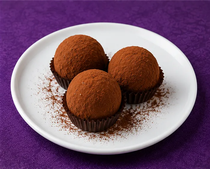Chocolate truffles dusted with cocoa powder