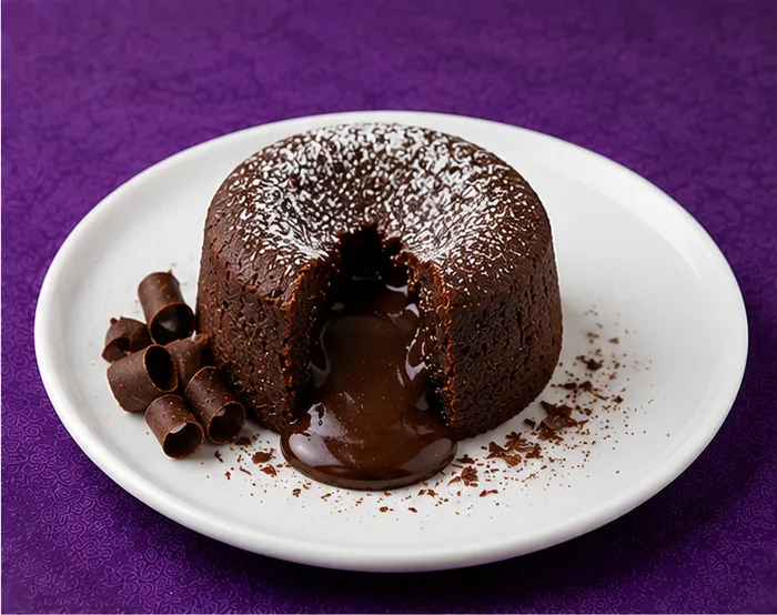 Chocolate lava cake with a rich molten chocolate center