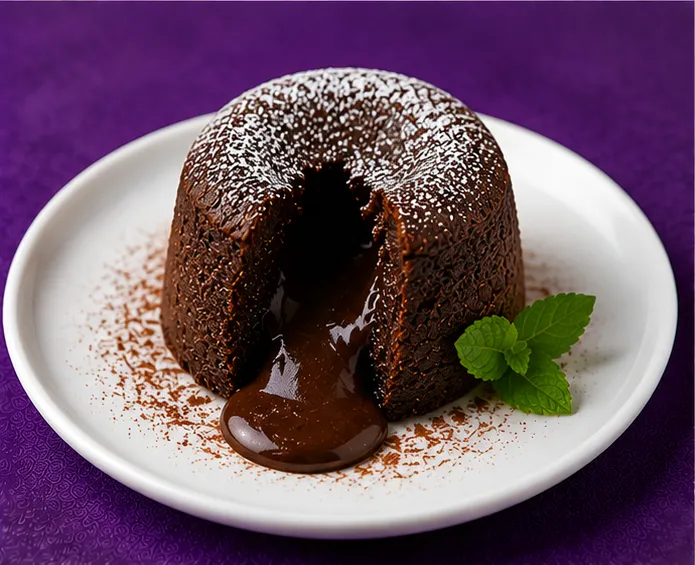 Chocolate lava cake with rich mint chocolate filling