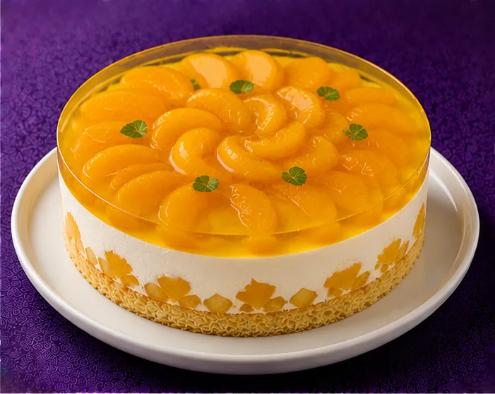 Orange jelly cake with orange slices