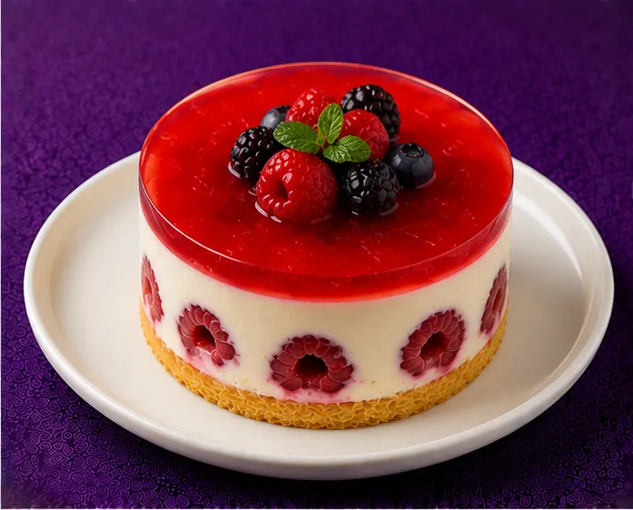 Raspberry, blackberry and blueberry jelly cake